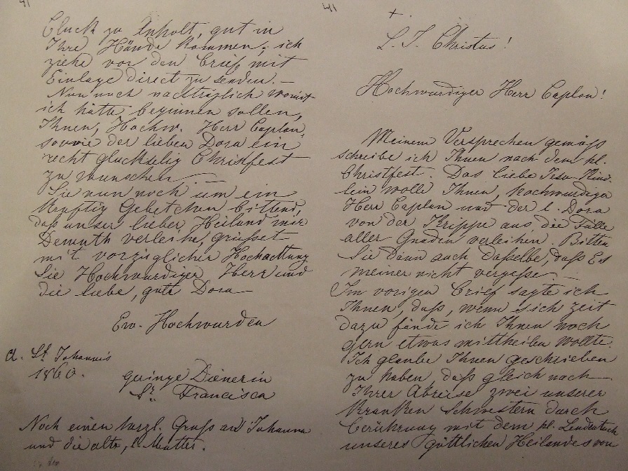 Brief Franziska Schervier
